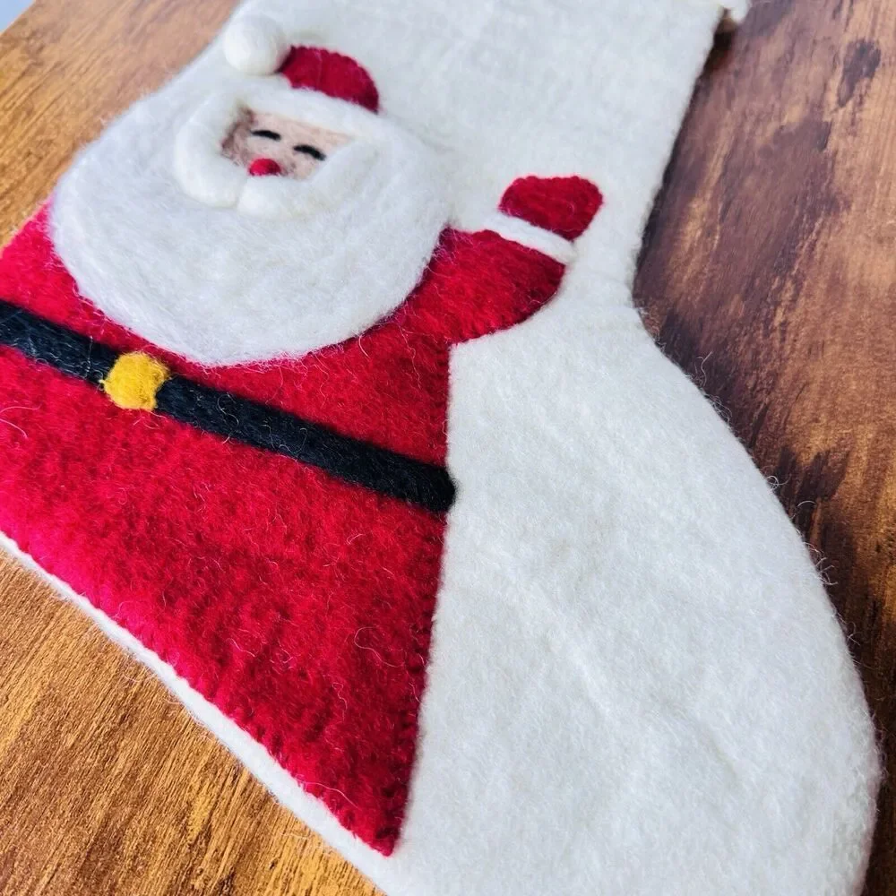 RICK West Elm SANTA Felted Christmas Stocking Holiday NWOT